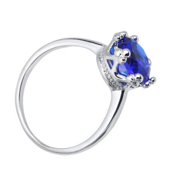 Blue Cubic Zirconia Magnificent Queen Ring - Picture 2 of 2
